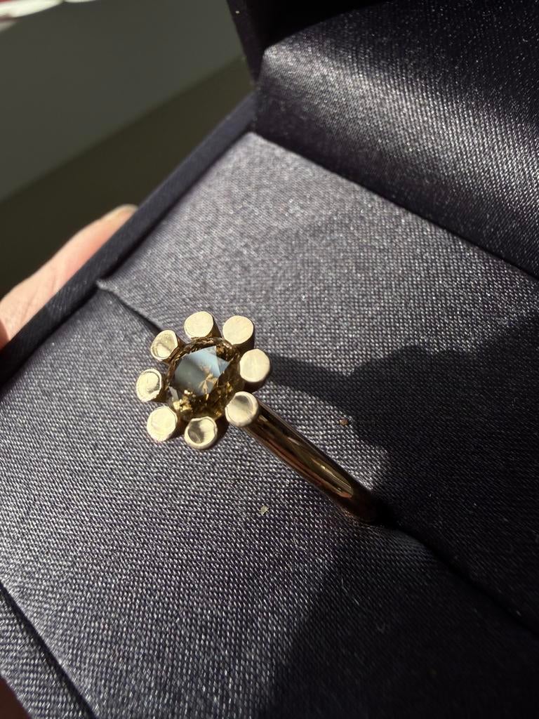 Exclusieve BRON Sprite ring uniek met 0,70 ct bruine diamant, Ophalen, Zo goed als nieuw, Met edelsteen, Dame