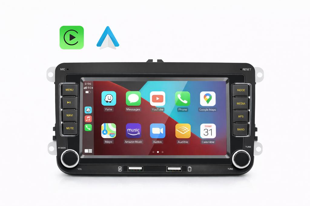2 DIN CarPlay Android Auto Radio VW Golf Passat Skoda Seat, Ophalen of Verzenden, Nieuw