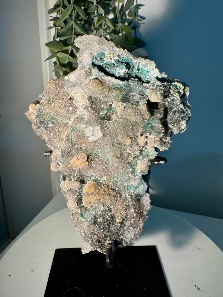 Zeoliet flower amethist op standaard, Ophalen of Verzenden