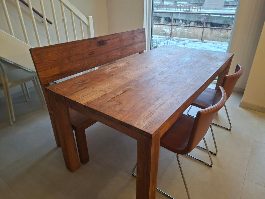 Teaken tafelset met bank en twee stoelen, Ophalen