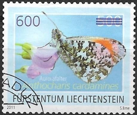 Liechtenstein 2012 mi.1651 insect ORANJETIPJE nom.600 opdruk, Verzenden, Overige landen, Gestempeld