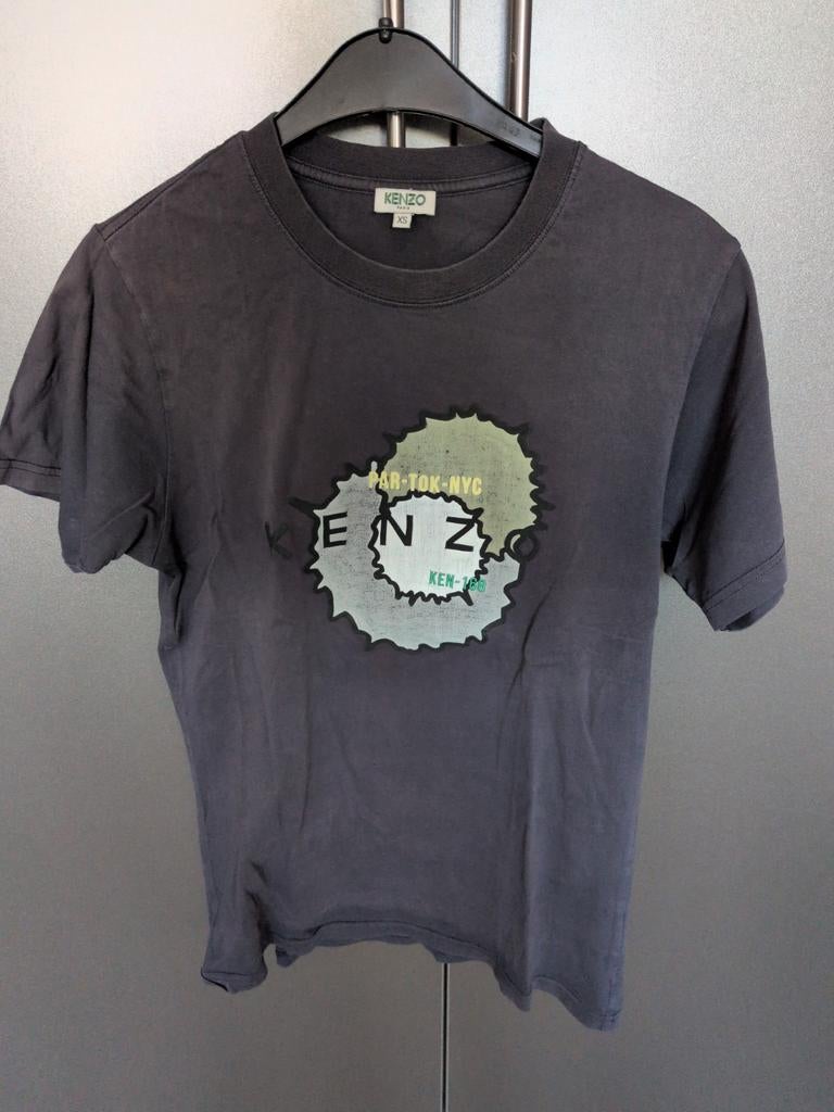 Kenzo Heren T-shirt - Donkerblauw met print, Kleding | Heren, T-shirts, Kenzo, Ophalen of Verzenden, Grijs, Gedragen