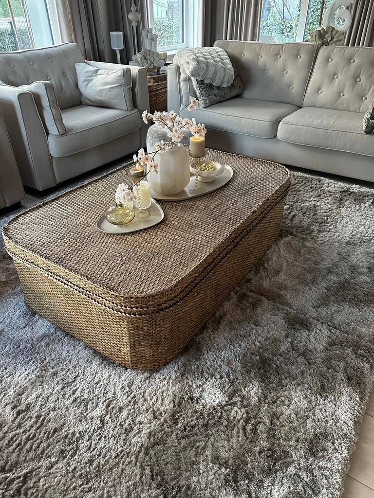 Complete Birma Riet Set: Salontafel, Sidetable, Bijzettafel,, Ophalen, Overige materialen, 100 tot 150 cm, 50 tot 75 cm