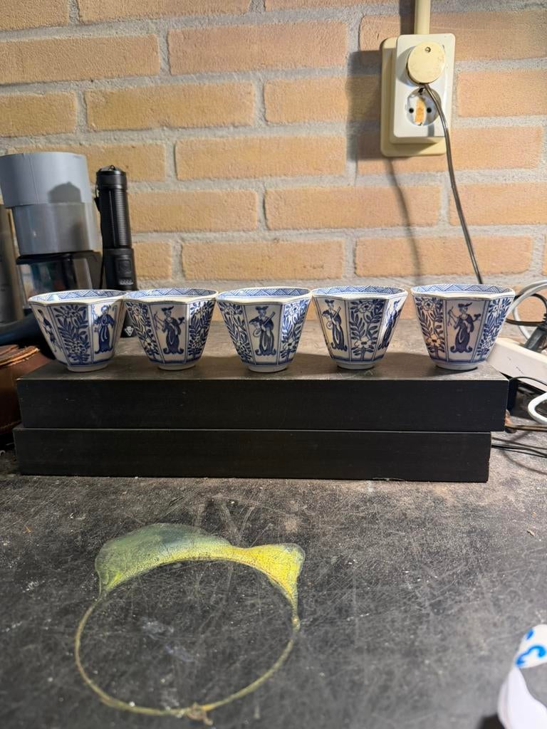 Set van 5 antiek chineese thee kopjes, Ophalen of Verzenden