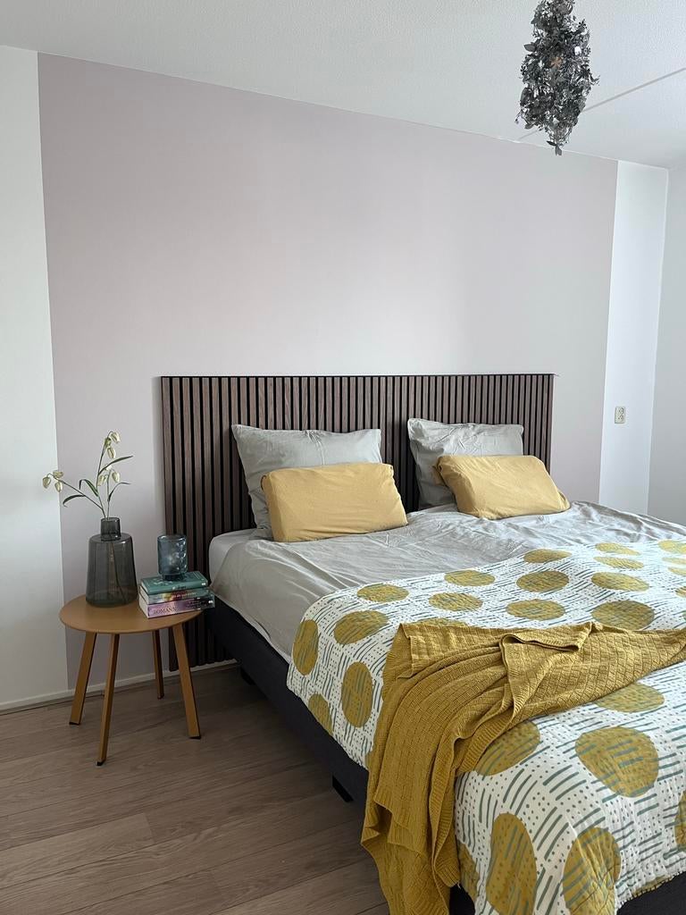 Boxspring 2x90x200 met hoofdbord, Huis en Inrichting, Slaapkamer | Boxsprings, Gebruikt, Overige maten, 200 cm, Tweepersoons, Grijs