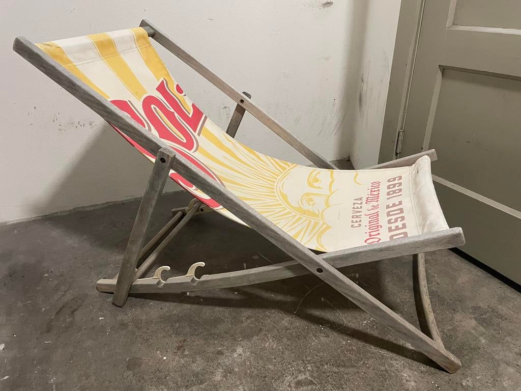 Vintage strandstoel, Ophalen, Gebruikt, Hout, Inklapbaar