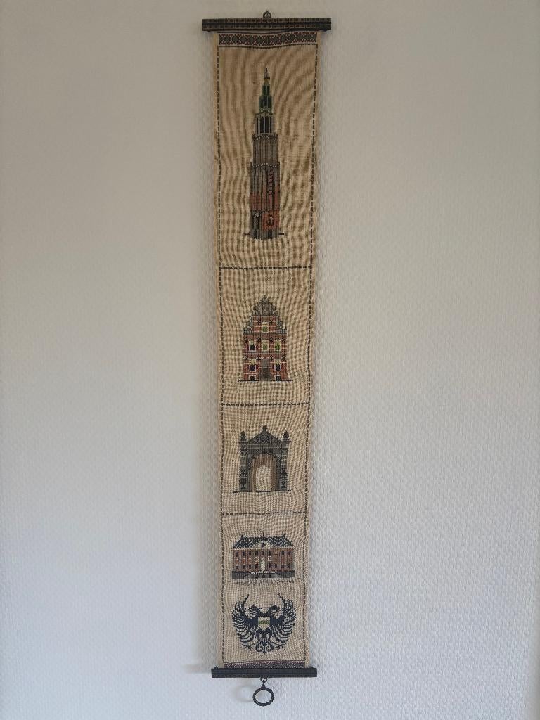 Vintage schellekoord Groningen / Martinitoren koperen beslag, Ophalen of Verzenden