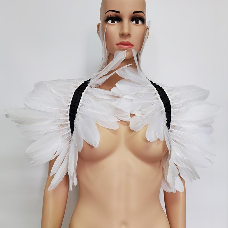 Witte dames victoriaanse veren bolero (kraag gothic sjaal), Verzenden, Nieuw, Maat 38/40 (M), Overige thema's