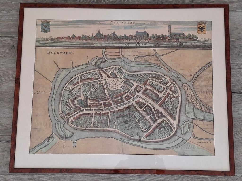 Kaart oud Bolsward Schotanus a Sterringa, Boeken, Landkaart, 1800 tot 2000, Nederland, Ophalen