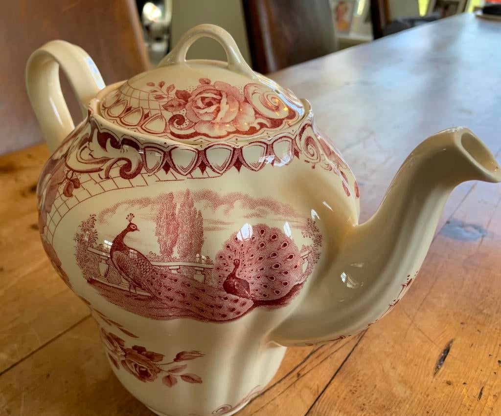 Peacock rode koffiepot Societe Ceramique Maestricht, Antiek en Kunst, Ophalen of Verzenden