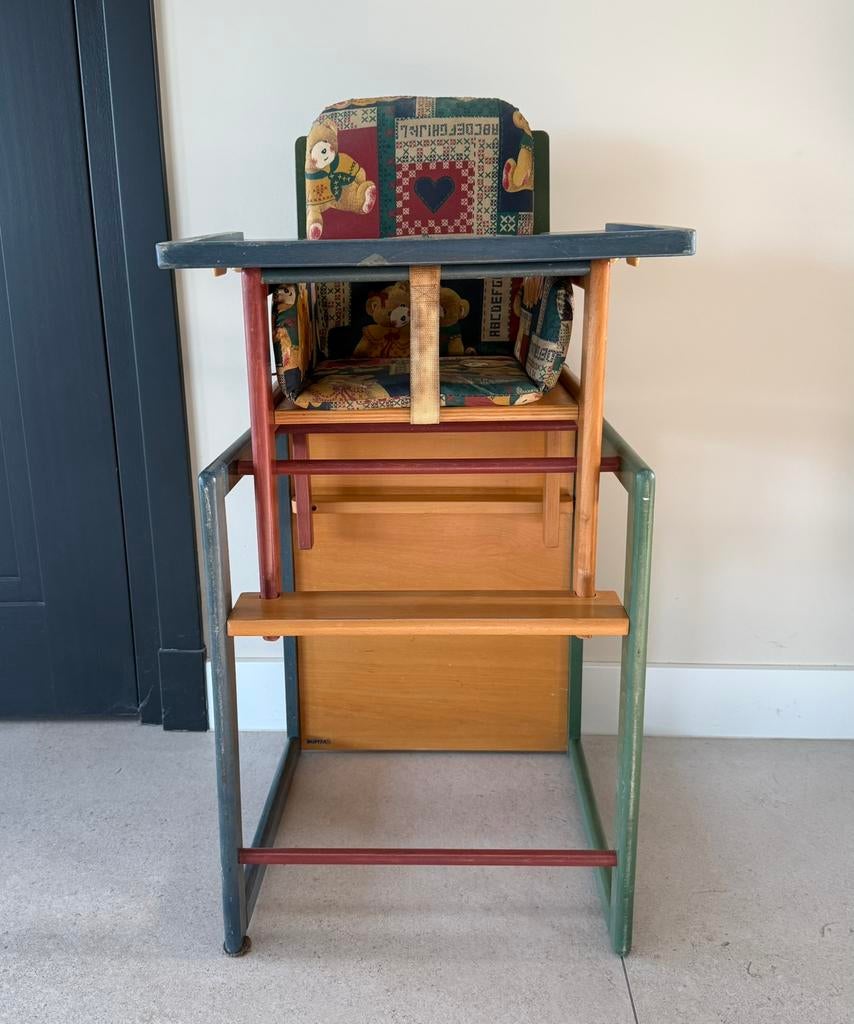 Vintage Retro Bopita houten multifunctionele kinderstoel, Kinderen en Baby's, Ophalen, Meegroeistoel, Afneembaar eetblad