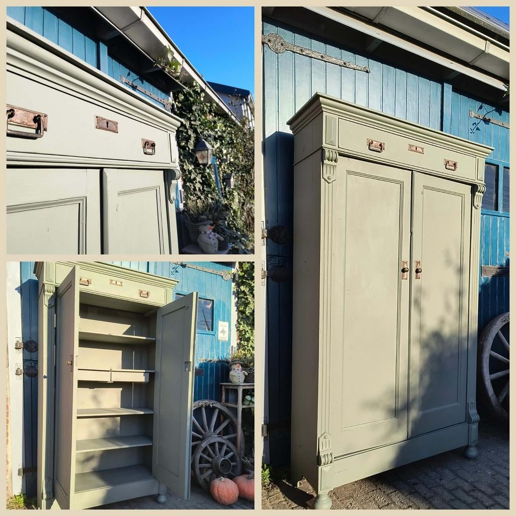 Toffe kledingkast eucalyptus groen, Kast, Muppetsmeubels@gmail.com, Middenhof 41 Rilland, 105 cm of meer