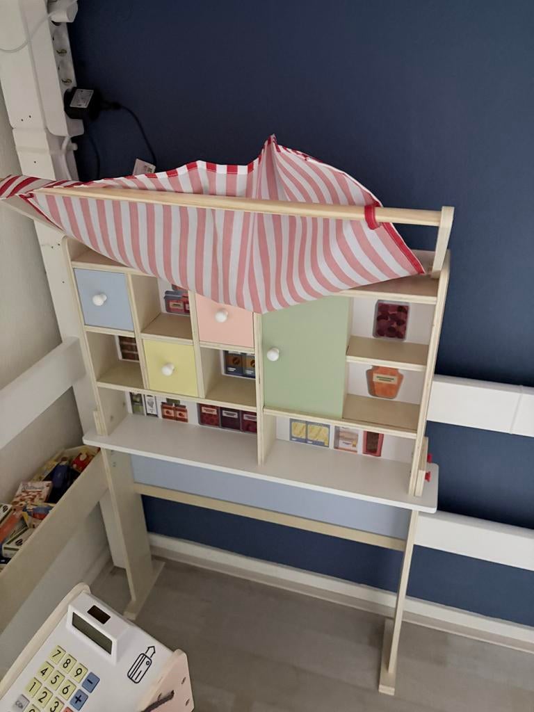 Houten Kinder Winkeltje met Accessoires, Kinderen en Baby's, Speelgoed | Overig, Gebruikt, Jongen of Meisje, Ophalen