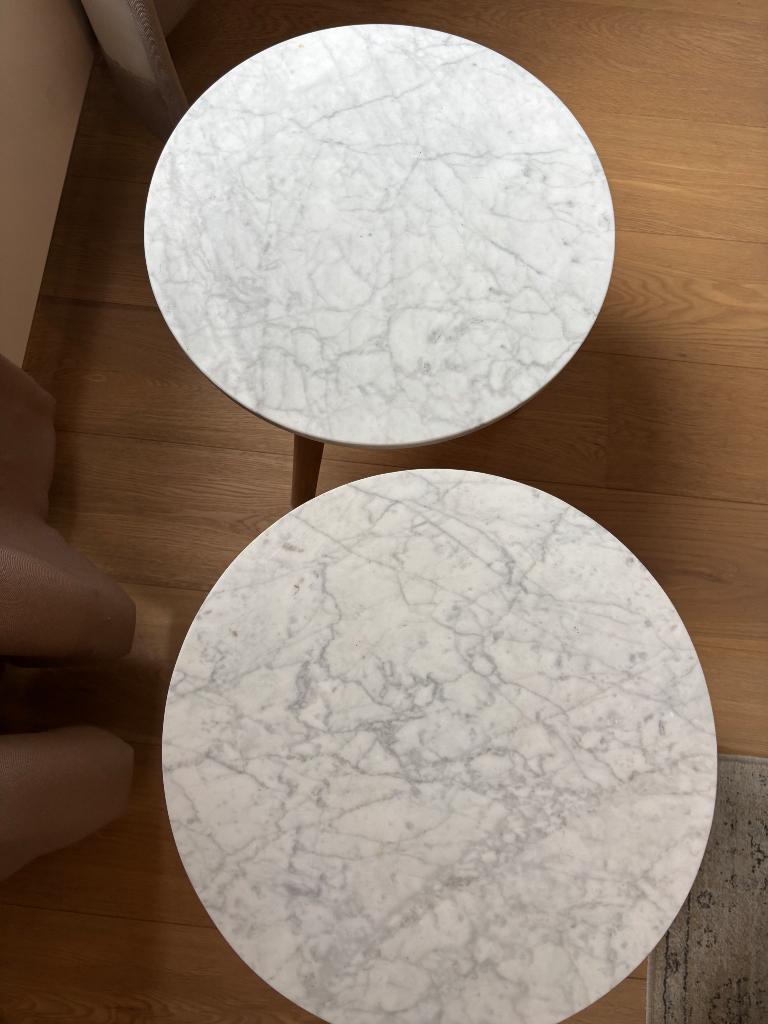 Marmeren bijzettafeltjes, Ophalen, Minder dan 45 cm, Minder dan 55 cm, Rond