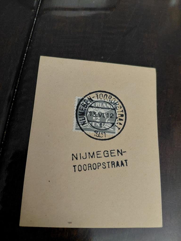 STEMPEL  NIJMEGEN - TOOROPSTRAAT  13.6.1931, Postzegels en Munten, Brieven en Enveloppen | Nederland, Ophalen of Verzenden, Briefkaart