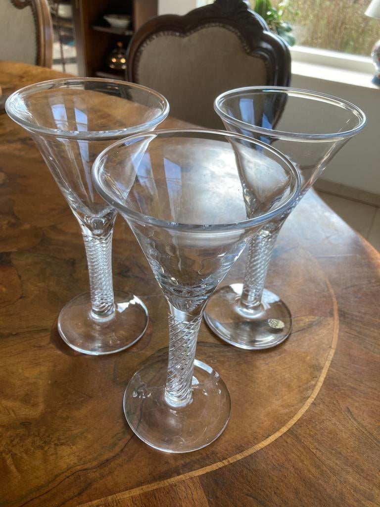 3 vintage slingerglazen wijn water Leerdam, Antiek en Kunst, Ophalen of Verzenden