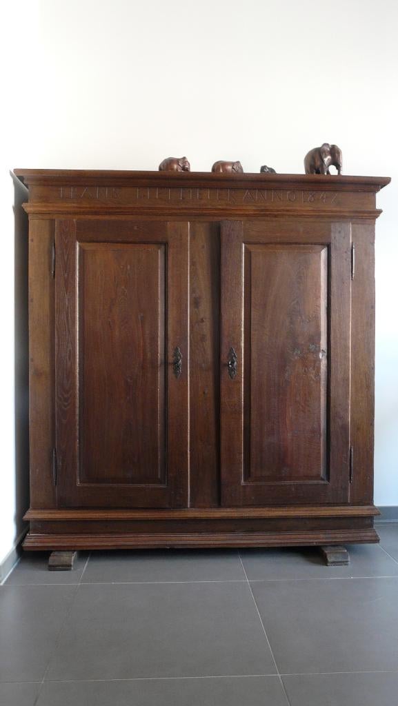 Vernacular antique oak chest - Rheinland-Westfalen 1847, Ophalen