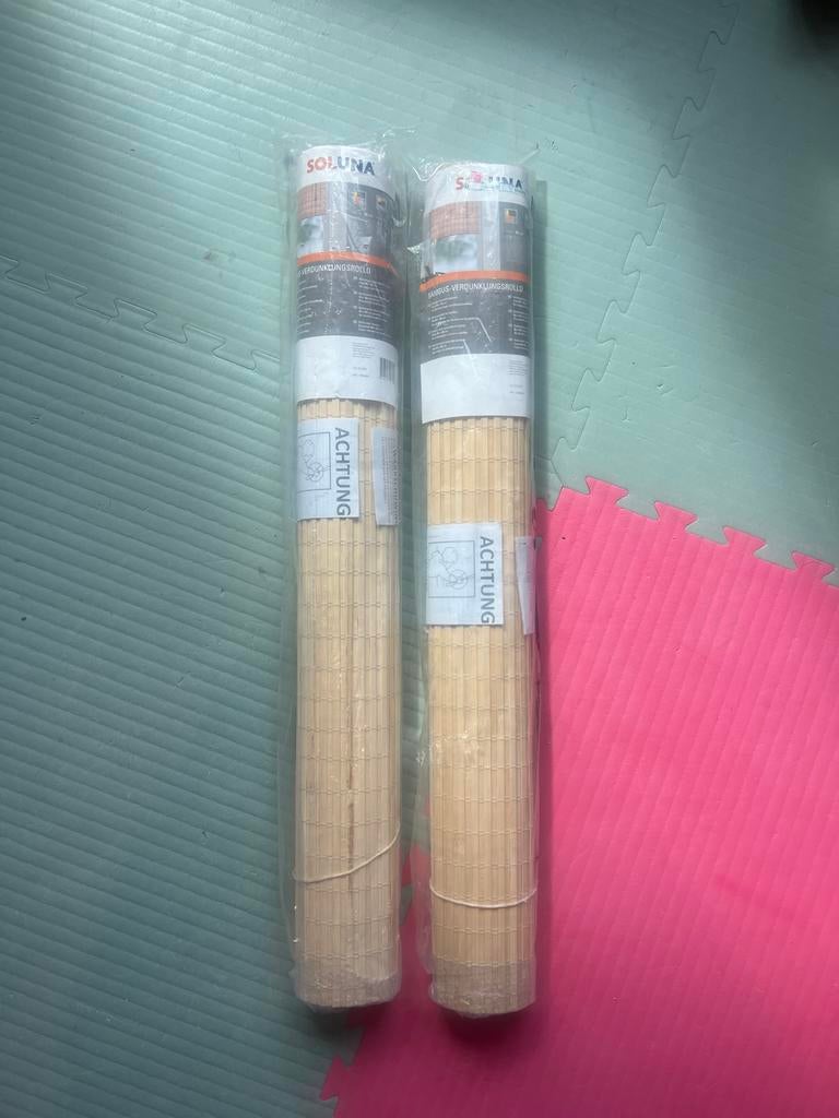 2x Soluna Bamboe Rolgordijnen - Nieuw in verpakking, Ophalen, 100 tot 150 cm, Beige, Nieuw