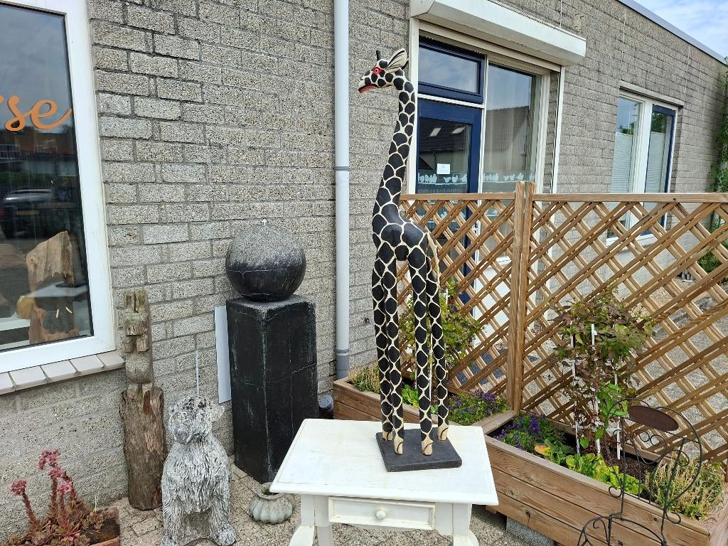grote hoge houten beeld giraf mooi handwerk, Ophalen of Verzenden