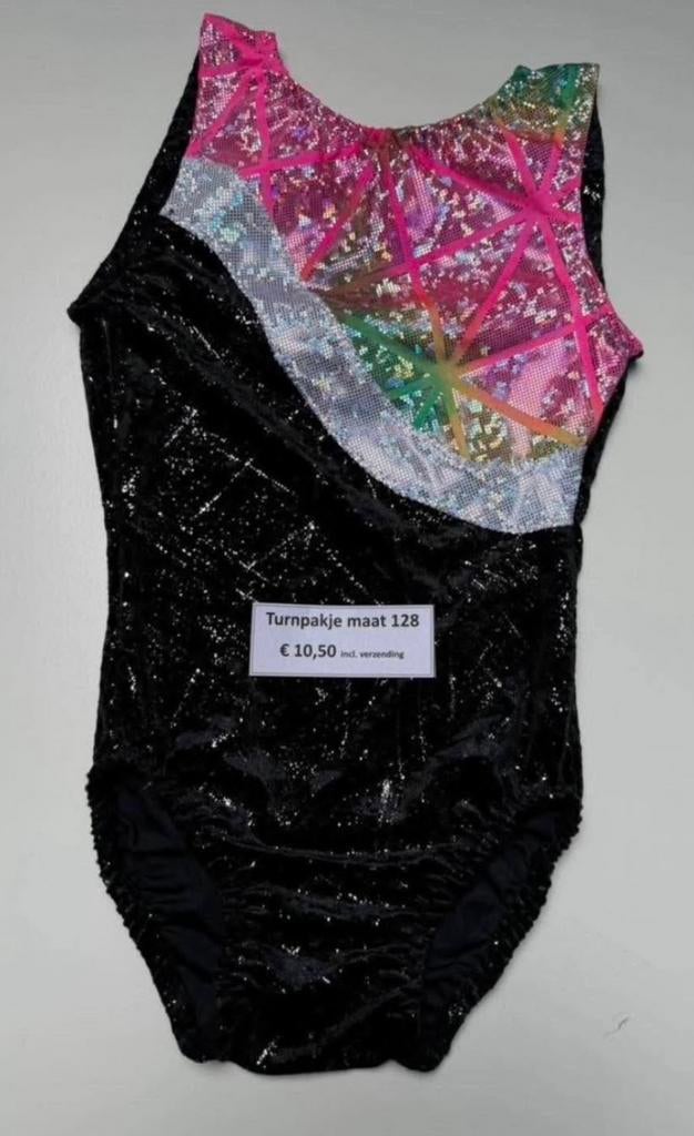 Turnpakje maat 128, Zwart, Nieuw, Turnpak(je), Kindermaat 122 t/m 140