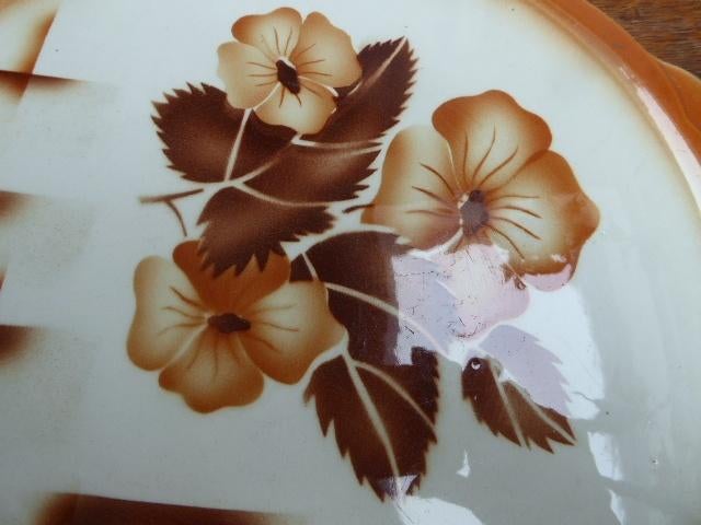 Art deco keramiek taartschaal met spuitpatroon, Ophalen of Verzenden