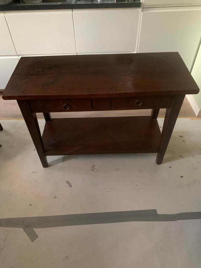 Houten dressoir met twee lades, Huis en Inrichting, Kasten | Dressoirs, Gebruikt, 100 tot 150 cm, Ophalen of Verzenden, Met lade(s)