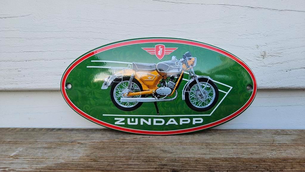 Emaille Reclamebordje Zundapp, Ophalen of Verzenden, Zo goed als nieuw, Reclamebord