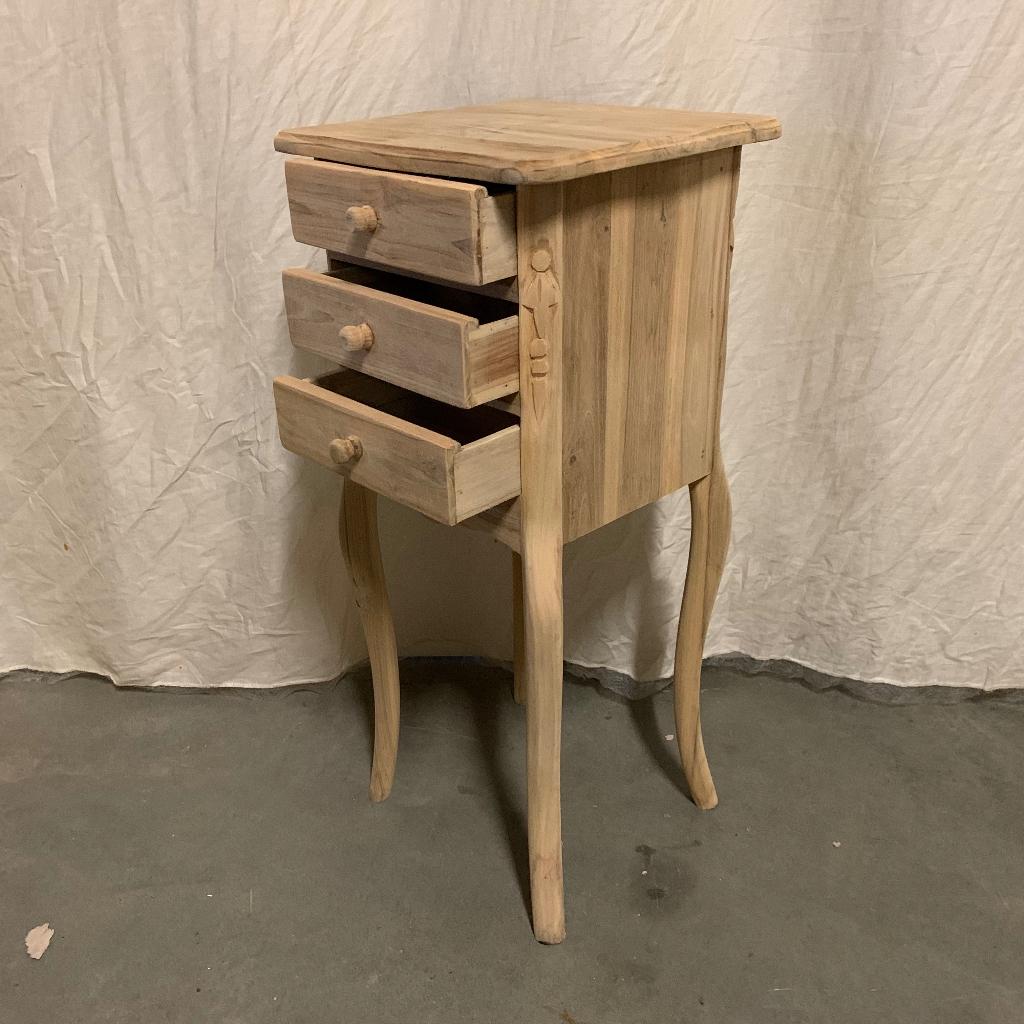 Ladekastje - massief teak - 32 x 32 cm - 3 lades- TTM Wonen, TTM Wonen, Meubels – (Perzische) Tapijten en Woonaccessoires, Minder dan 50 cm