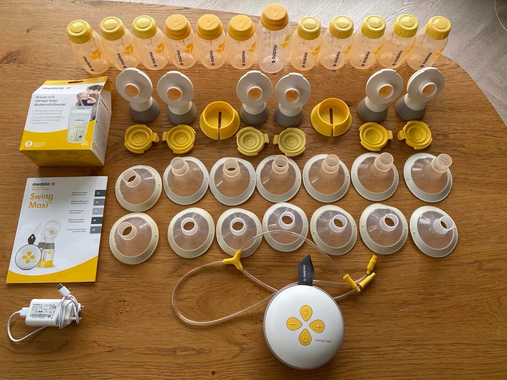 Medela Swing Maxi dubbele borstkolf met accessoires, Ophalen of Verzenden, Zo goed als nieuw, Borstkolf