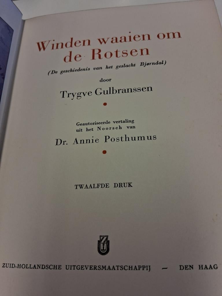 Winden waaien om de Rotsen - Trygve Gulbranssen (12e druk), Boeken, Ophalen of Verzenden, Gelezen, Trygve Gulbranssen, Nederland