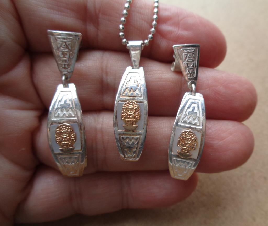 zilveren set ketting, oorbellen met Tumi [219], Met hanger, Verzenden, Zo goed als nieuw, Zilver