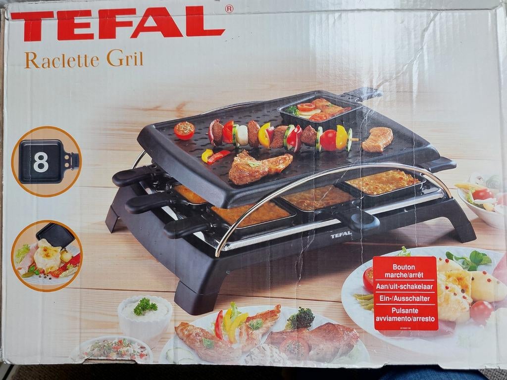 Gourmet set Tefal met grillplaat en 8 pannetjes, Witgoed en Apparatuur, Gourmetstellen, Ophalen, Gebruikt, 4 t/m 7 personen