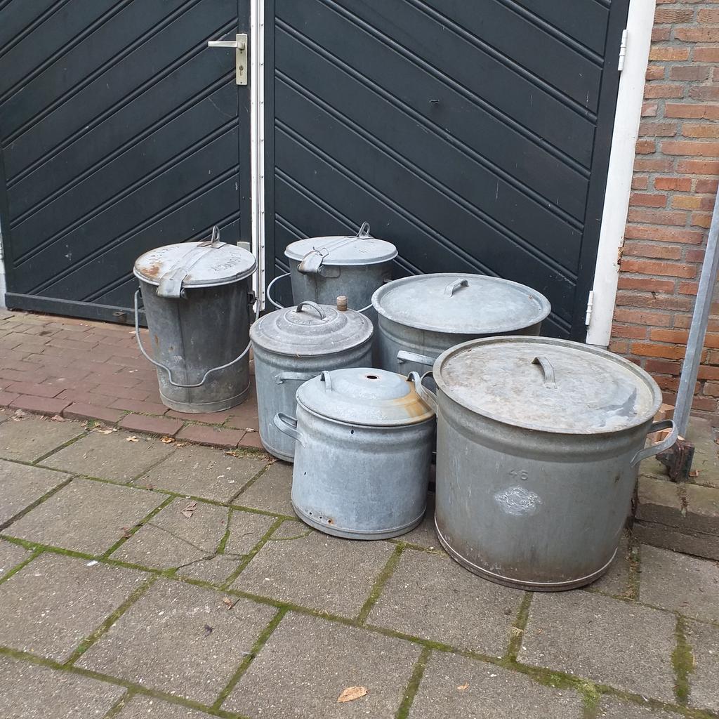 Zinken , teil , emmer , wecketel , wastobbe v.a 10,- p .st, Antiek en Kunst, Ophalen