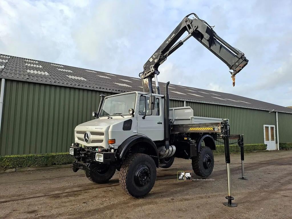 Mercedes-Benz Unimog U1850 met HIAB kraan (bj 1993), Auto's, Vrachtwagens, Bedrijf, Te koop, Mercedes-Benz, Diesel, BTW verrekenbaar