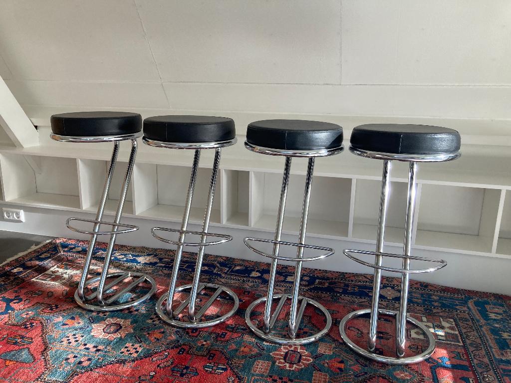 Vintage barkrukken art deco stijl, Ophalen, Gebruikt, Met voetsteun, 60 tot 90 cm