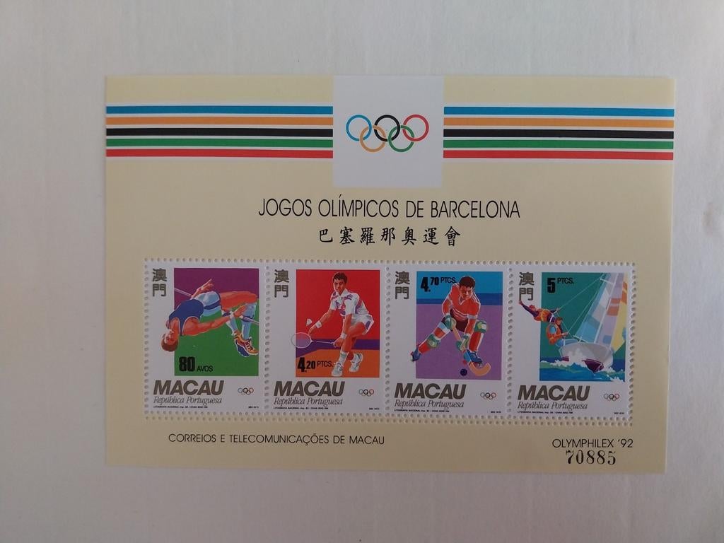 Macau blok 19 olympische spelen 1992 postfris mi 25 eu, Ophalen of Verzenden, Sport