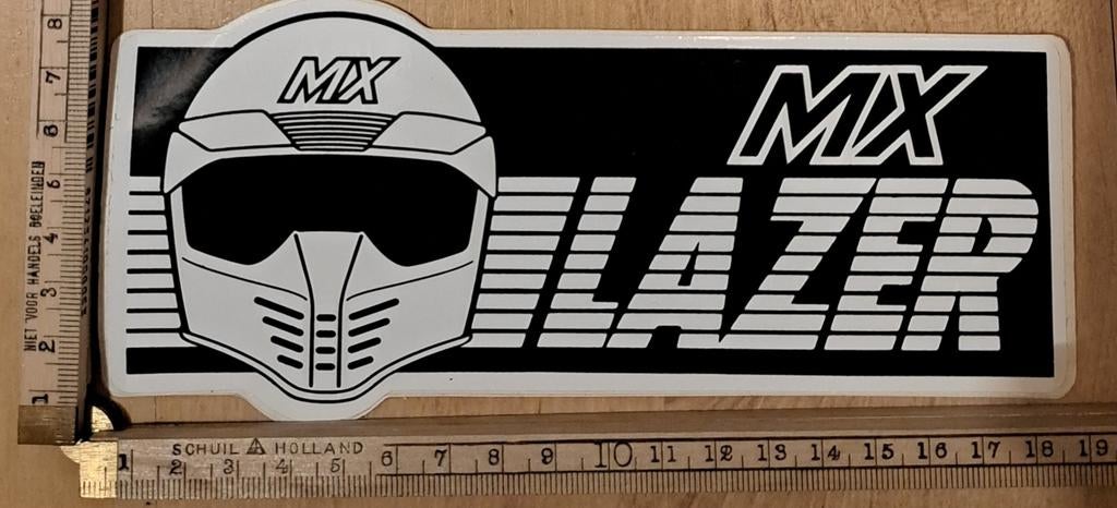 Vintage sticker MX Lazer motorhelm logo merk motorcross, Verzamelen, Ophalen of Verzenden, Zo goed als nieuw