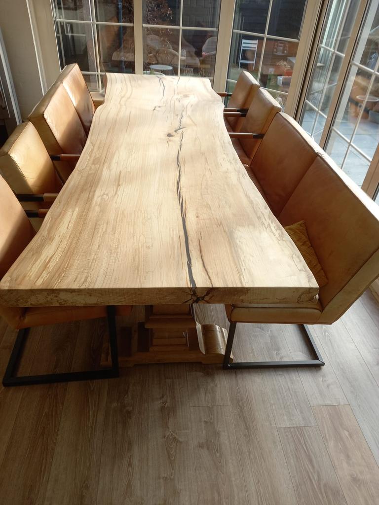 Boomstam tafel schaaldeel uit een stuk 100% NL, Ophalen, Nieuw, Rechthoekig, Overige houtsoorten