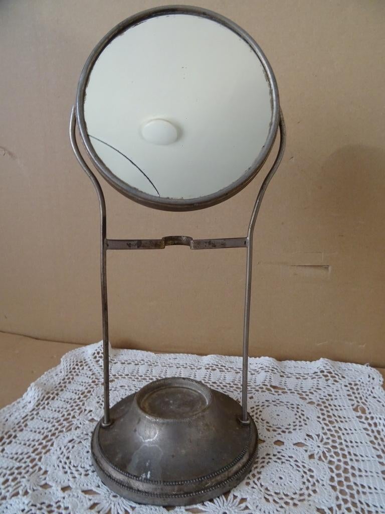 Antieke scheerstandaard antieke scheerspiegel 32cm 1900-1925, Antiek en Kunst, Ophalen of Verzenden, Overige vormen, Minder dan 50 cm