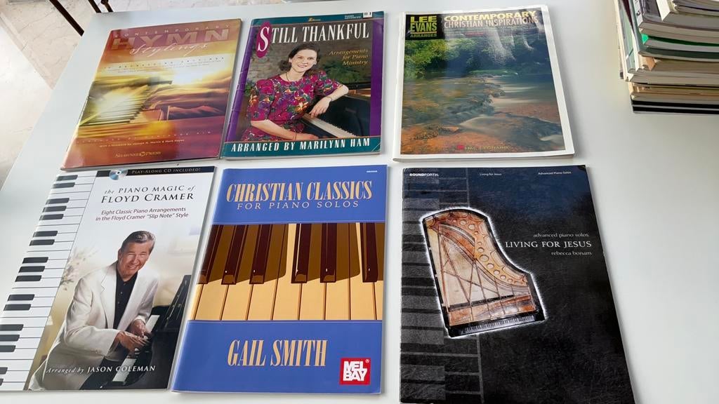6 pianoboeken, hymns,christian inspirations and solos zgan!, Muziek en Instrumenten, Bladmuziek, Klassiek, Ophalen of Verzenden