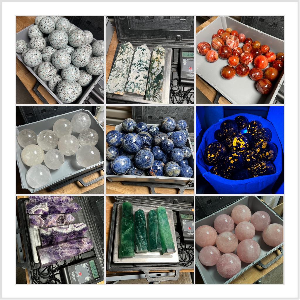 Natuurlijke Kristallen Bollen - Rozenkwarts, Bergkristal & M, ., Nieuw, Ophalen of Verzenden, .