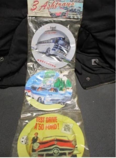 3 METALEN ASBAKKEN met JAREN 50 OLDTIMERS NIEUW, Verzenden, Nieuw, Auto's