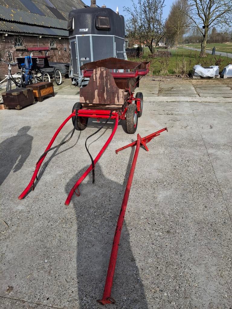 Mooie pony wagentje met langboom voor 2 pony's, Dieren en Toebehoren, Ophalen, Gebruikt, Recreatie