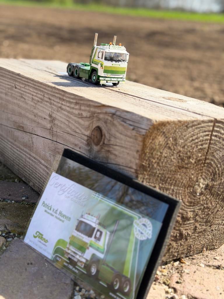 Miniatuur truck Patrick v.d. Hoeven Scania 141, Ophalen, Zo goed als nieuw, Bus of Vrachtwagen, Tekno