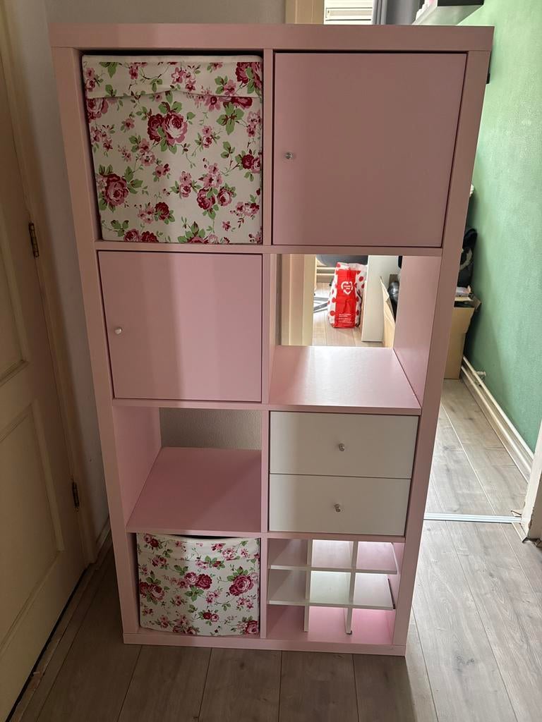 Roze Ikea kallax kast 8 vakken, Ophalen of Verzenden, Zo goed als nieuw, Minder dan 150 cm, Minder dan 100 cm