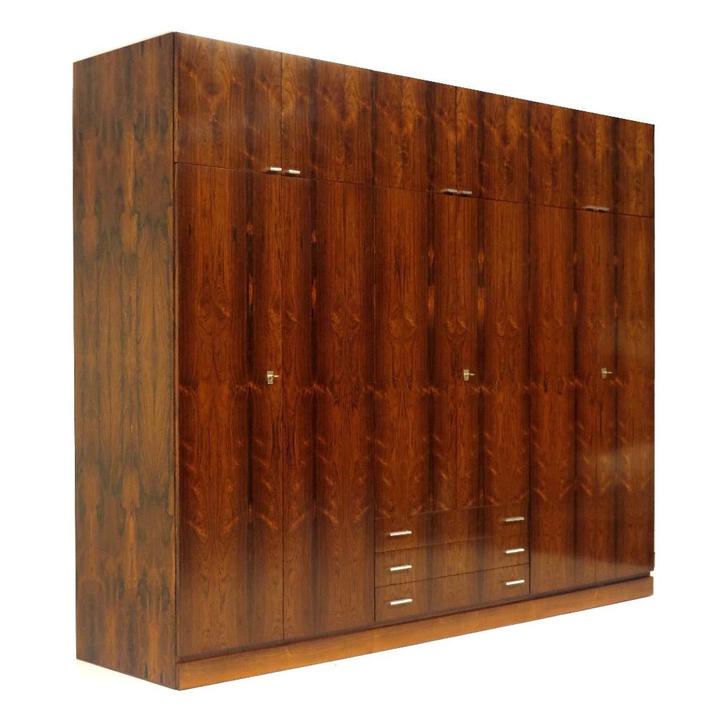 Grote vintage mid century modern XL palissander kledingkast, 200 cm of meer, Ophalen of Verzenden, Zo goed als nieuw, 200 cm of meer