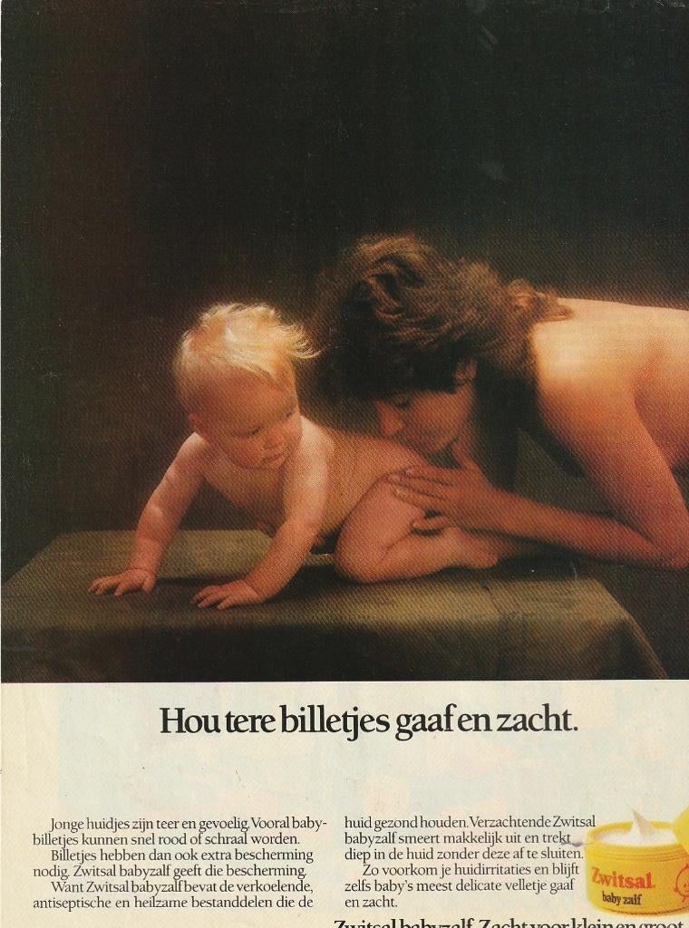 Retro reclame 1987 Zwitsal baby zalf huidje is nog teer, Verzenden, Overige typen