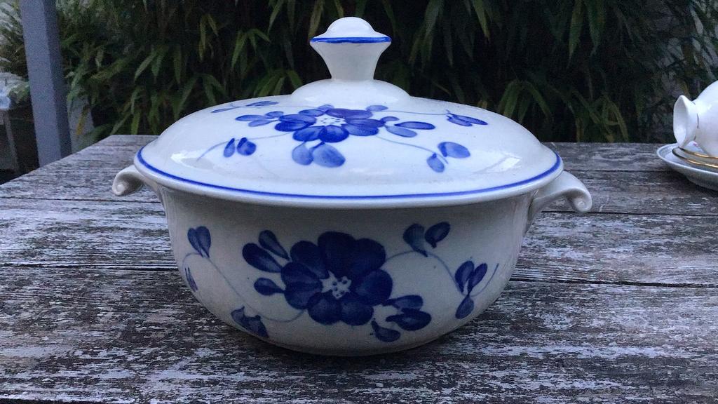 Brocante dekschaal blauw-wit, Antiek en Kunst, Ophalen of Verzenden