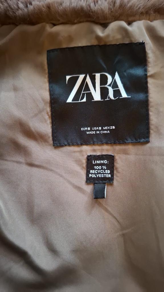 Fluffy Jas ZARA, Kleding | Dames, Ophalen of Verzenden, Zo goed als nieuw, Maat 36 (S), Bruin