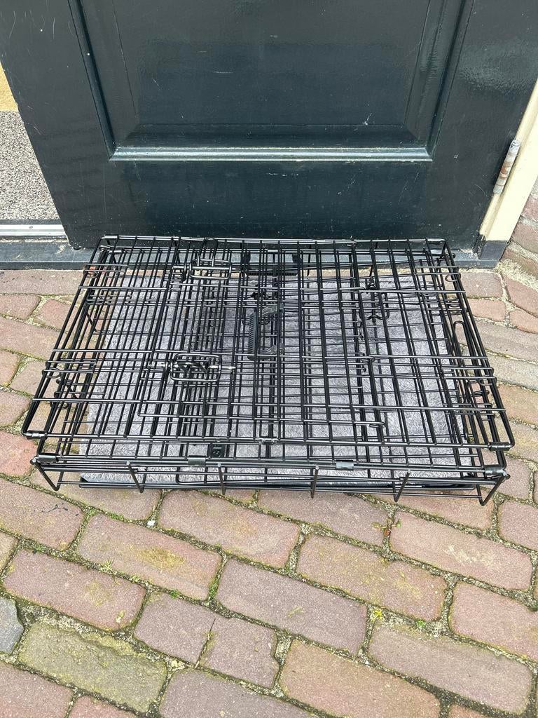 Hondenbench opvouwbaar zwart met mat, Ophalen, Gebruikt